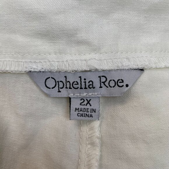Ophelia Roe Paperbag Shorts 2X White Linen Blend Belted Women's - Picture 10 of 11